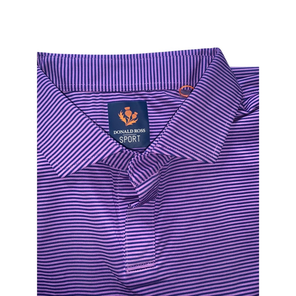 NEW Donald‎ Ross Sport Fit "Gavin" Golf Polo Shirt Verbena Navy Stripe XL
